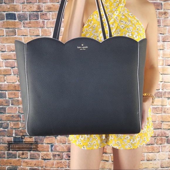 kate spade Handbags - Kate spade large black scalloped leewood rainn Bag
